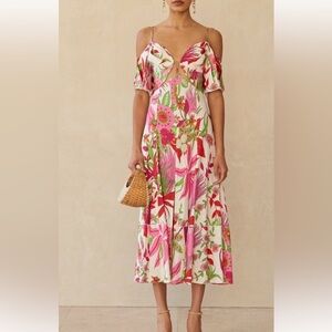 Cult Gaia Dina Linen Blend Midi Dress